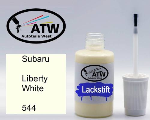 Subaru, Liberty White, 544: 20ml Lackstift, von ATW Autoteile West.